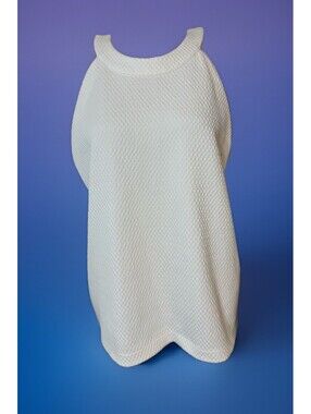 Ann Taylor Womens XL White Halter Top Sleeveless Heavy Textured Knit Zip Back